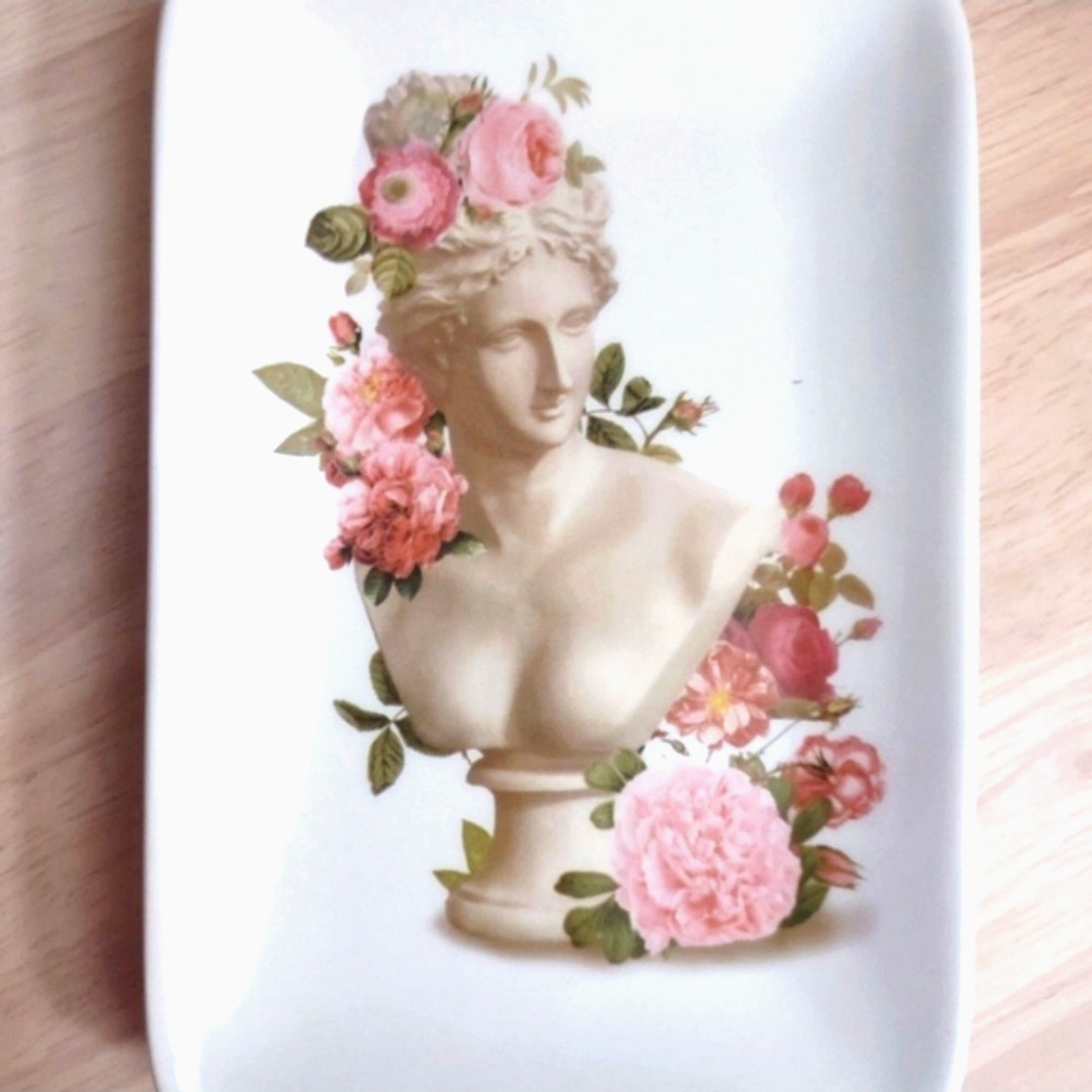 Aphrodite Greek Sculpture Bust Soap Trinket Dish Flower Boho Goddess Woman Rare